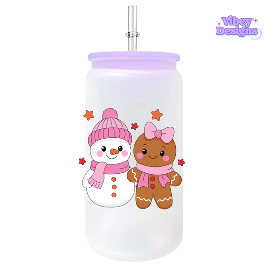 UV-DTF Transfer for Bottle, Glass, Mug, Diary - Snowman and Gingerbread