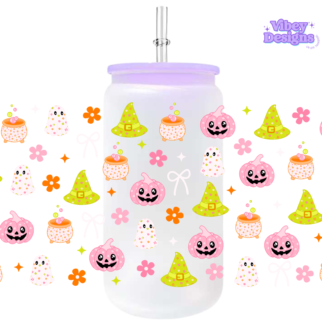 Uv Dtf Wrap For 16oz Libbey Glass - Cute Spooky