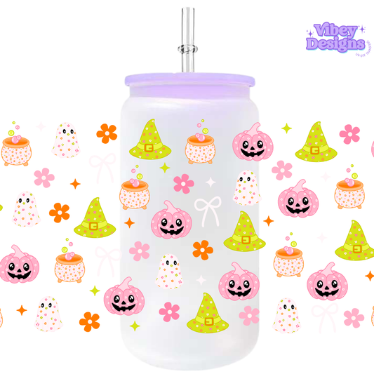 Uv Dtf Wrap For 16oz Libbey Glass - Cute Spooky