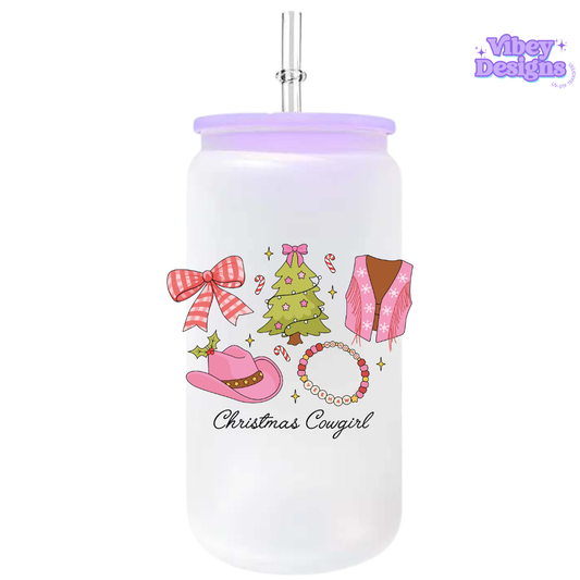 UV-DTF Transfer for Bottle, Glass, Mug, Diary - Christmas Cowgirl Essentials