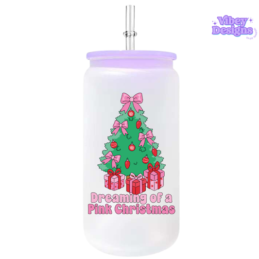 UV-DTF Transfer for Bottle, Glass, Mug, Diary - Pink Christmas