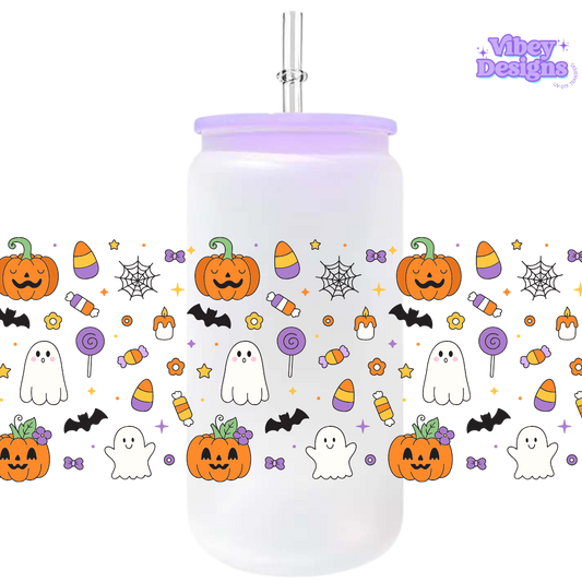 Uv Dtf Wrap For 16oz Libbey Glass - Cute Halloween