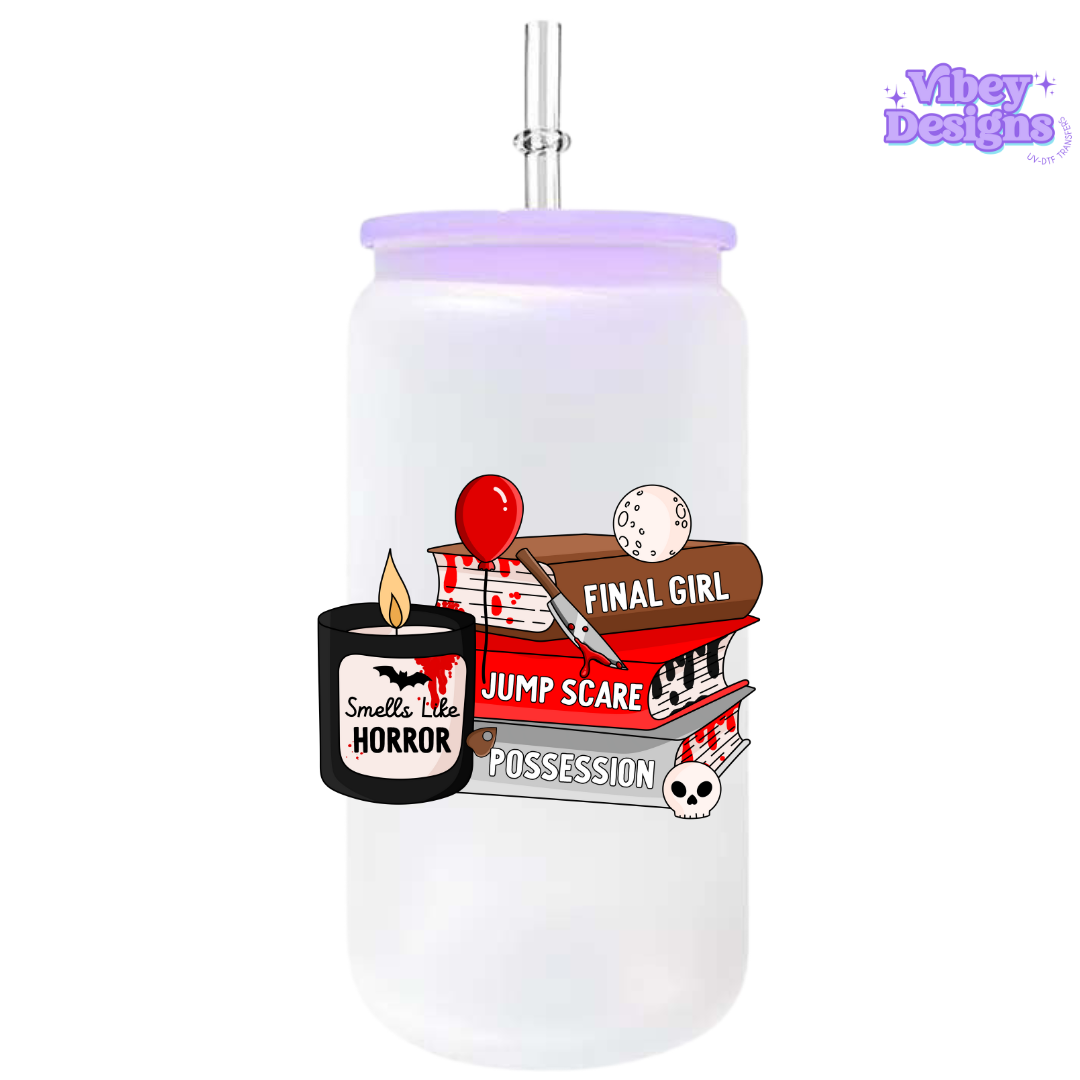 UV-DTF Transfer for Bottle, Glass, Mug, Diary - Smells like horror stack