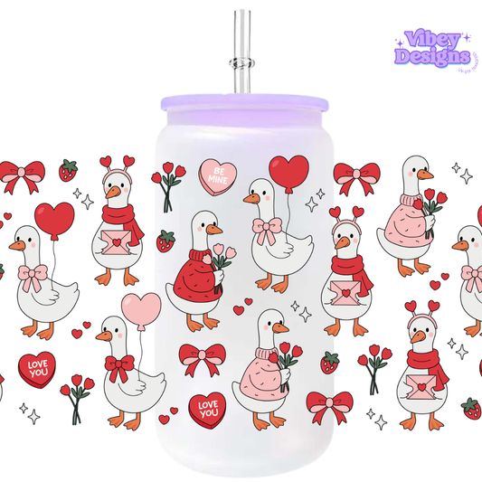 Uv Dtf Wrap For 16oz Libbey Glass - #VAL38 Love Goose