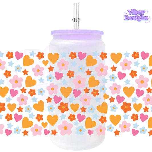 Uv Dtf Wrap For 16oz Libbey Glass - Happy Confetti Orange