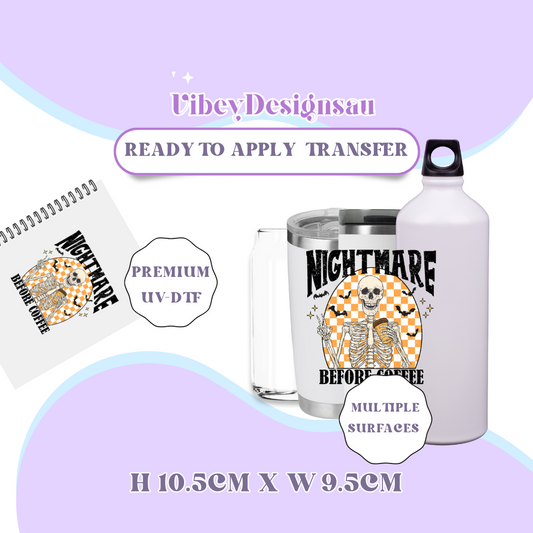 Uv Dtf Transfer for Bottle, Glass, Mug, Diary - Nightmare Before Coffee