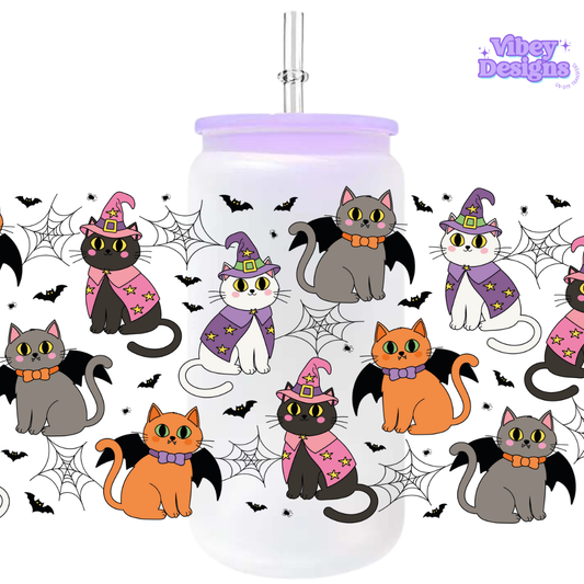 Uv Dtf Wrap For 16oz Libbey Glass - Witchy Cats