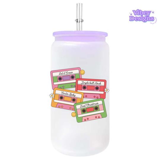 UV-DTF Transfer for Bottle, Glass, Mug, Diary - Christmas Cassettes