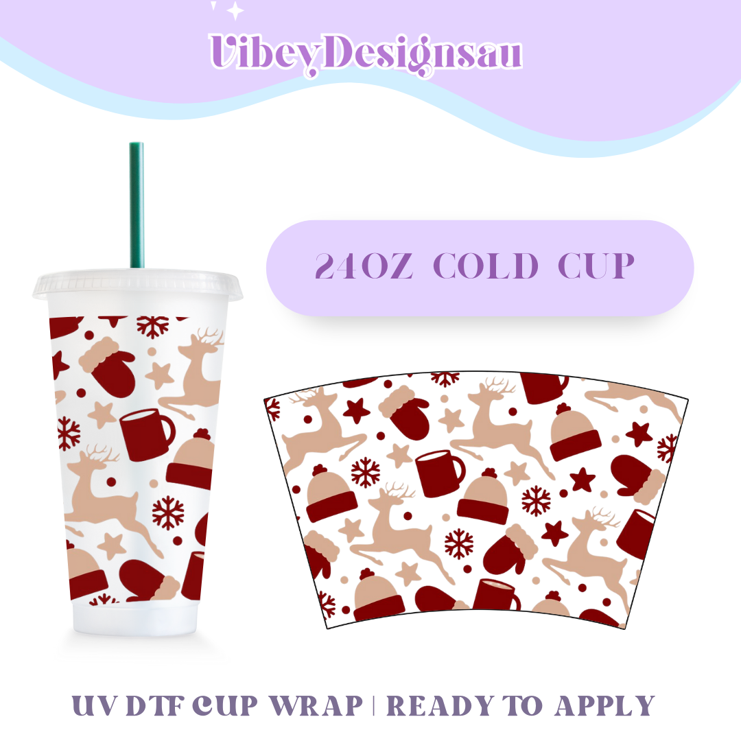 RTS 24oz Cold Cup Uv Dtf Wrap - Xmas Vibes