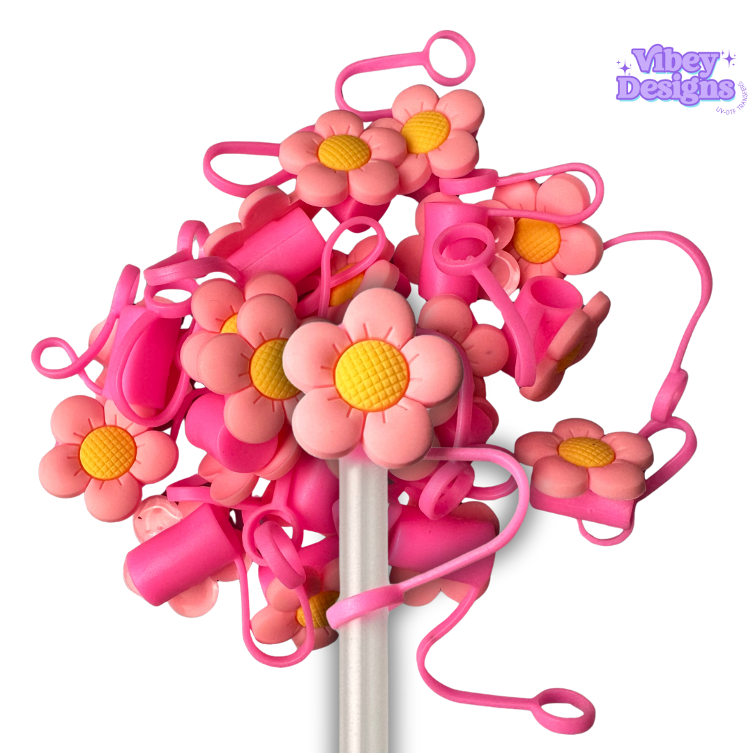 Pink Daisy 40oz Straw Topper