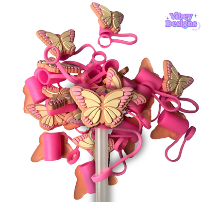 Pink Butterfly 40oz Straw Topper