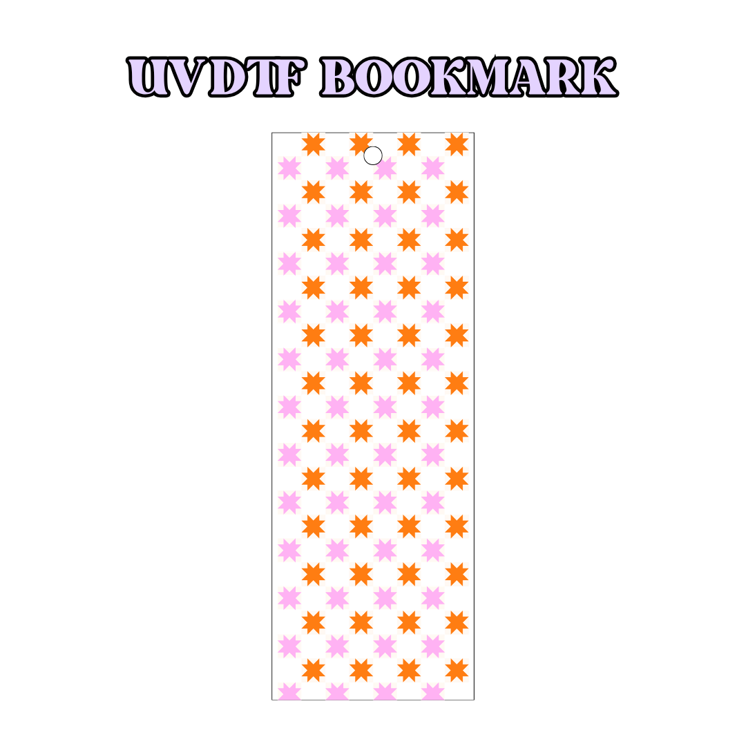 UV-DTF Bookmark Transfer BM75 - Pink & Orange Stars