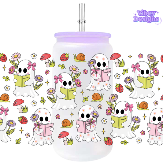 Uv Dtf Wrap For 16oz Libbey Glass - #F195 Spring Ghosts