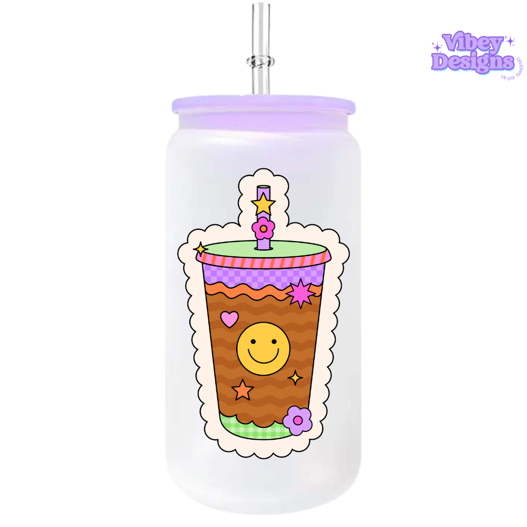 UV-DTF Transfer for Bottle, Glass, Mug, Diary - Happy Coffee