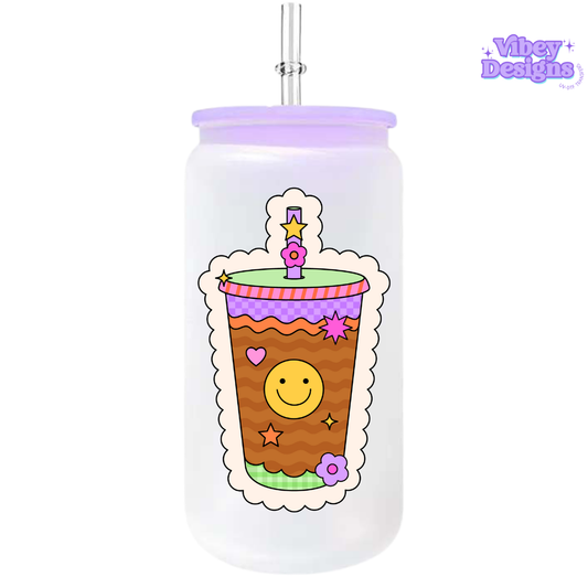 UV-DTF Transfer for Bottle, Glass, Mug, Diary - Happy Coffee