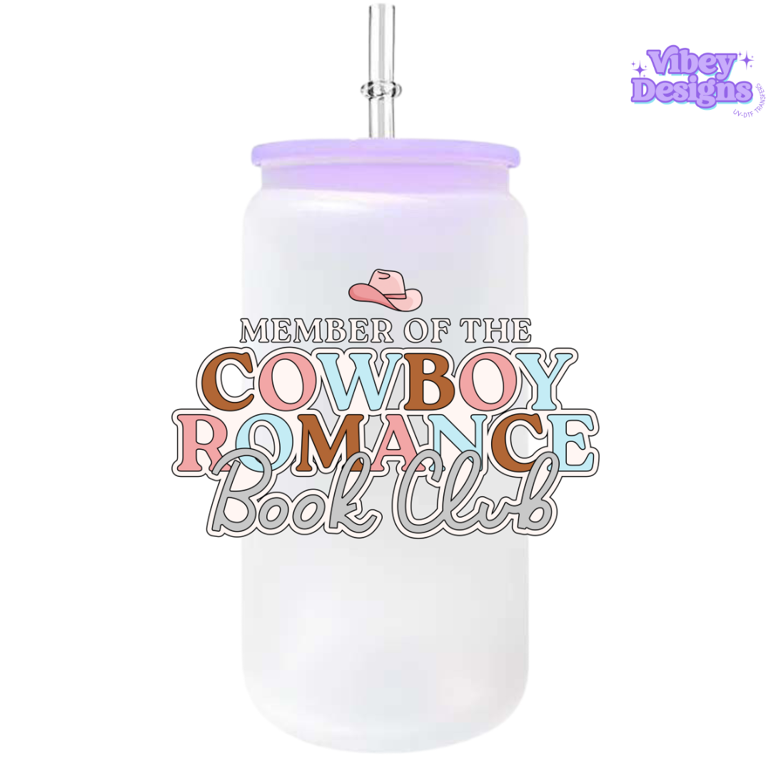 UV-DTF Transfer for Bottle, Glass, Mug, Diary - Member of the Cowboy Romance Book Club