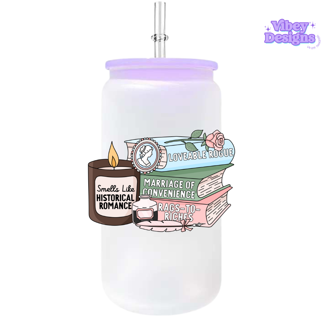 UV-DTF Transfer for Bottle, Glass, Mug, Diary - Smells like Historical Romance Stack