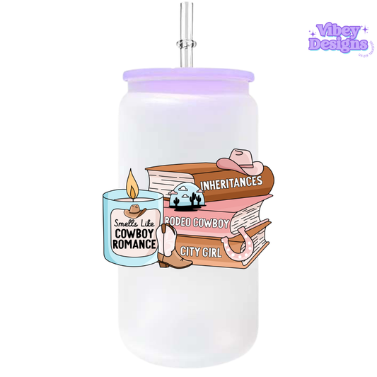 UV-DTF Transfer for Bottle, Glass, Mug, Diary - Smells like Cowboy Romance Stack