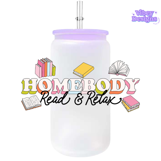 UV-DTF Transfer for Bottle, Glass, Mug, Diary - Homebody Read & Relax