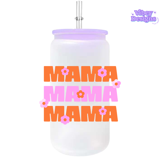 UV-DTF Transfer for Bottle, Glass, Mug, Diary - Mama Orange & Pink