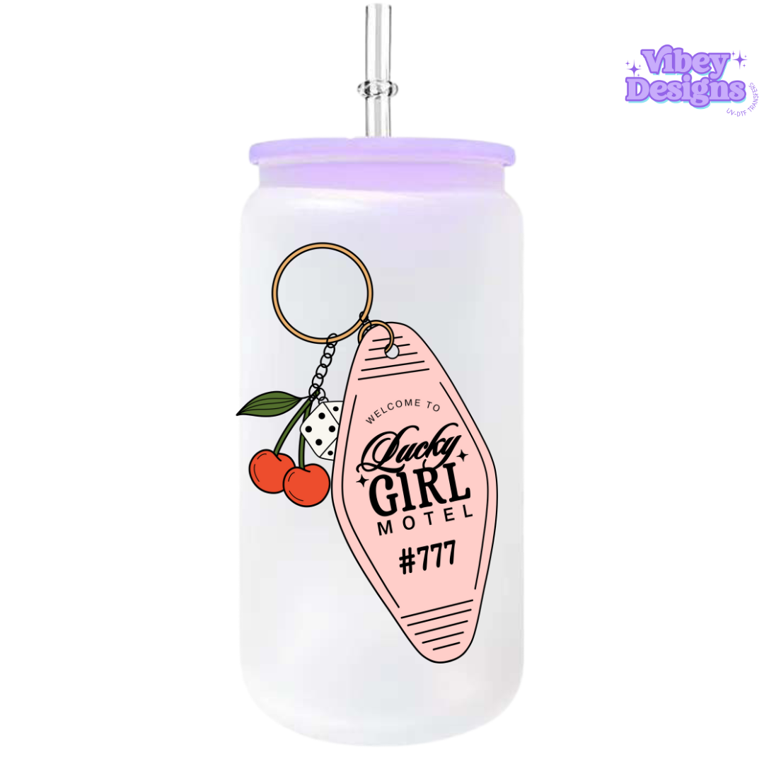 UV-DTF Transfer for Bottle, Glass, Mug, Diary - Lucky Girl