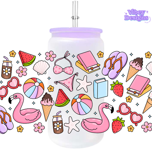 Uv Dtf Wrap For 16oz Libbey Glass - Summer Vibes