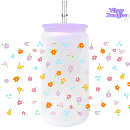 Uv Dtf Wrap For 16oz Libbey Glass - Mini Flowers