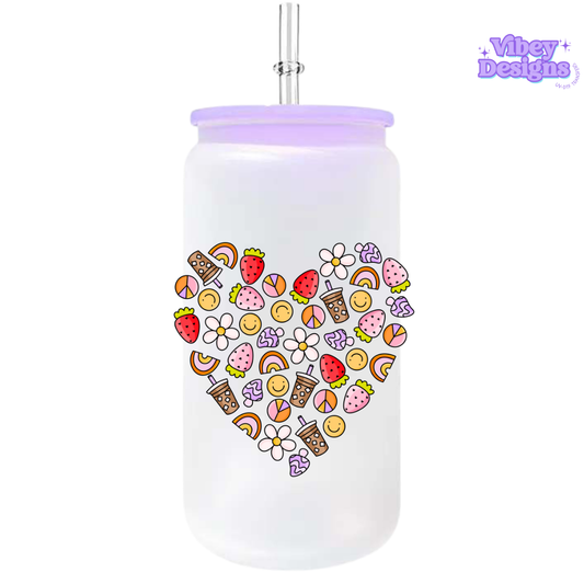 UV-DTF Transfer for Bottle, Glass, Mug, Diary - Groovy Heart