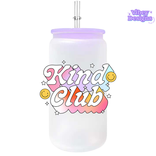 UV-DTF Transfer for Bottle, Glass, Mug, Diary - Kind Club