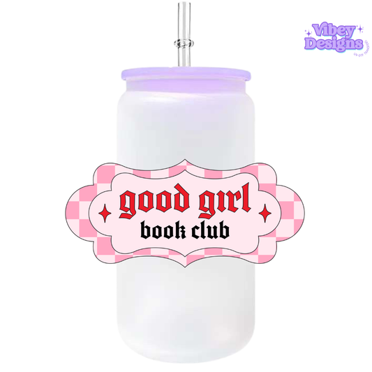 UV-DTF Transfer for Bottle, Glass, Mug, Diary - Good Girl Book Club Checker