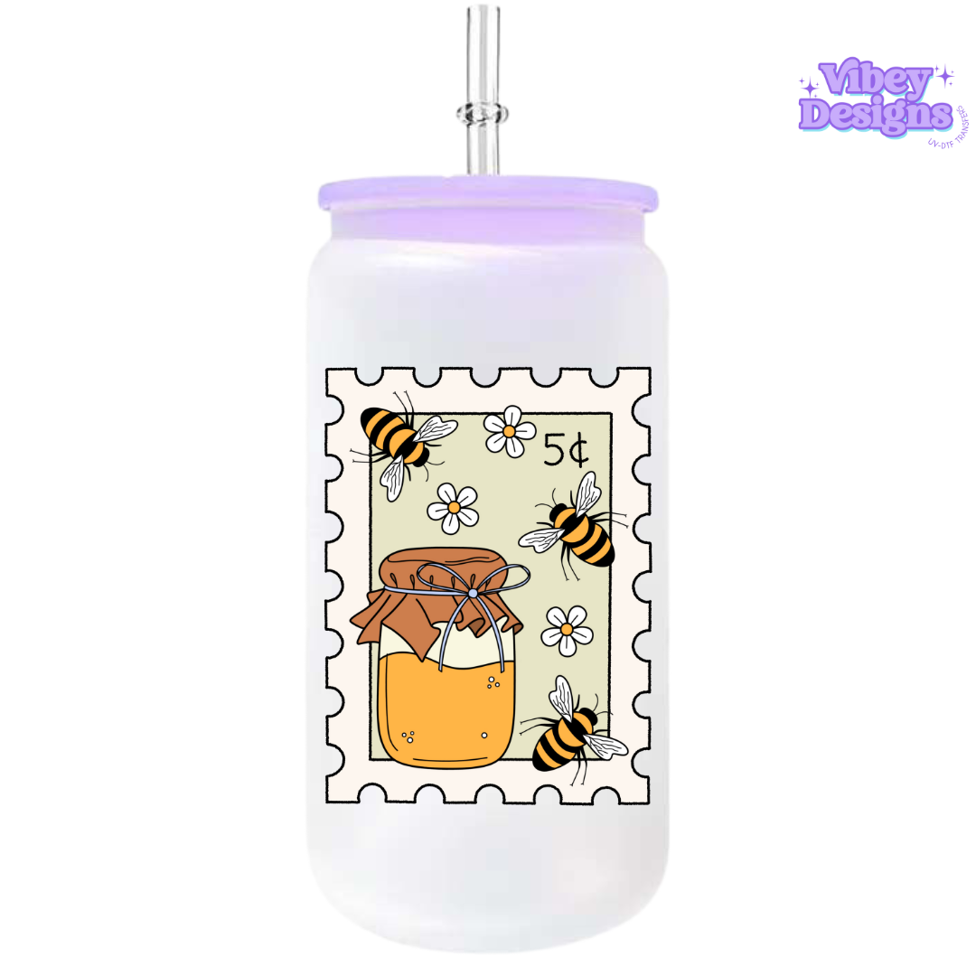 UV-DTF Transfer for Bottle, Glass, Mug, Diary - Bee Stamp
