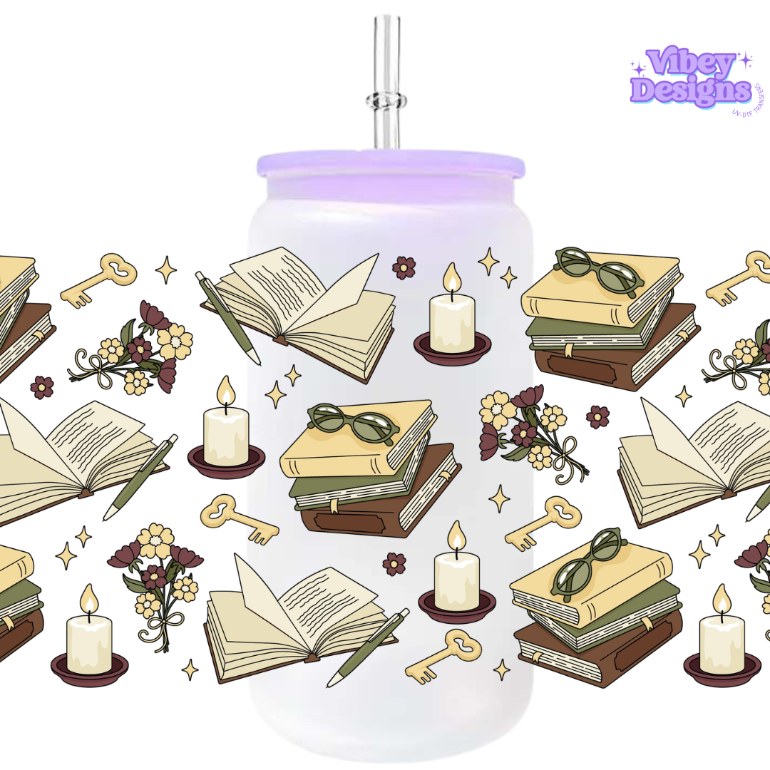 Uv Dtf Wrap For 16oz Libbey Glass - #BK41 Dark Bookish