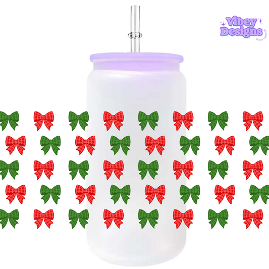 Uv Dtf Wrap For 16oz Libbey Glass - Christmas Bows