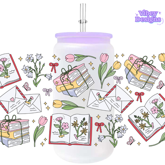 Uv Dtf Wrap For 16oz Libbey Glass - #BK40 Spring Reads