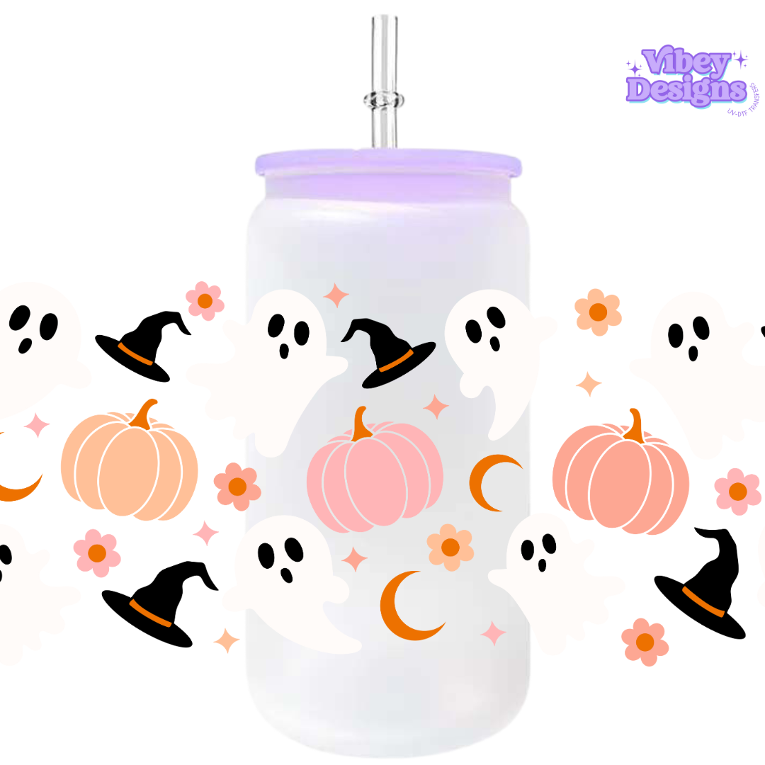 Uv Dtf Wrap For 16oz Libbey Glass - Girlie Halloween