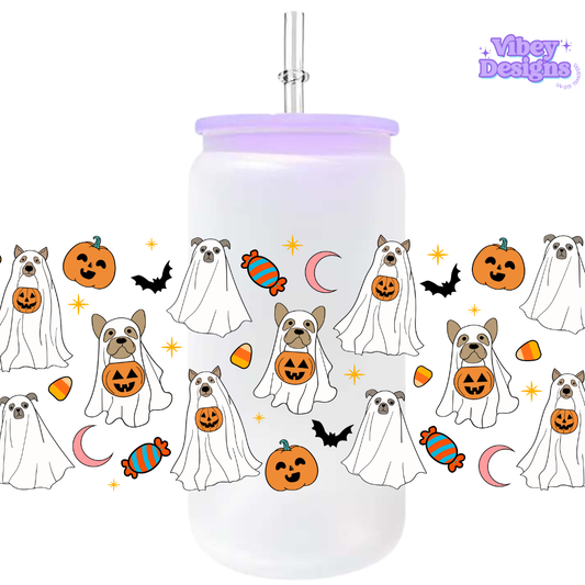 Uv Dtf Wrap For 16oz Libbey Glass - Halloween Doggos