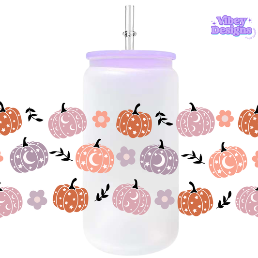 Uv Dtf Wrap For 16oz Libbey Glass - Pastel Pumpkins