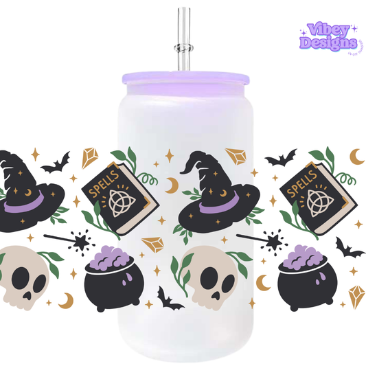 Uv Dtf Wrap For 16oz Libbey Glass - Witchy Vibes