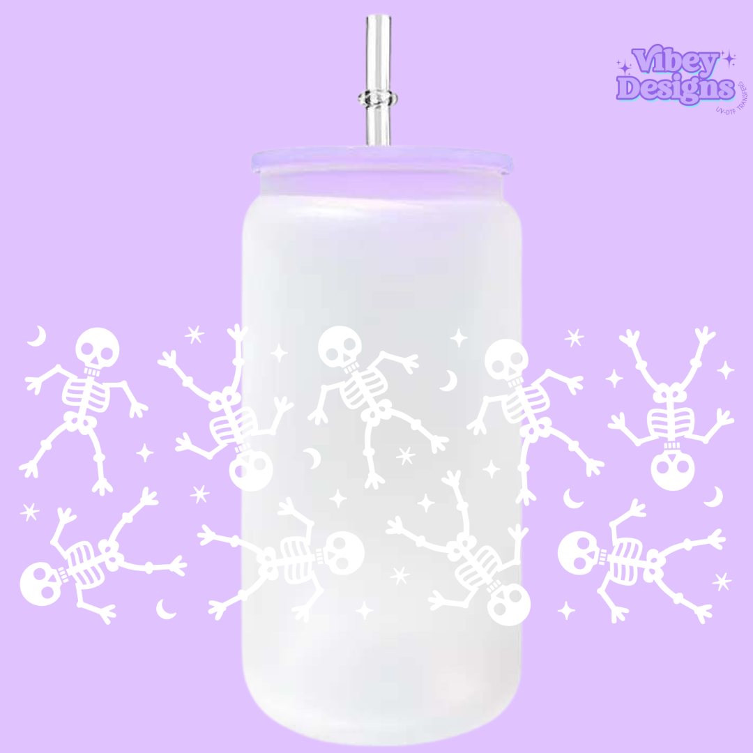 Uv Dtf Wrap For 16oz Libbey Glass - Skeletons