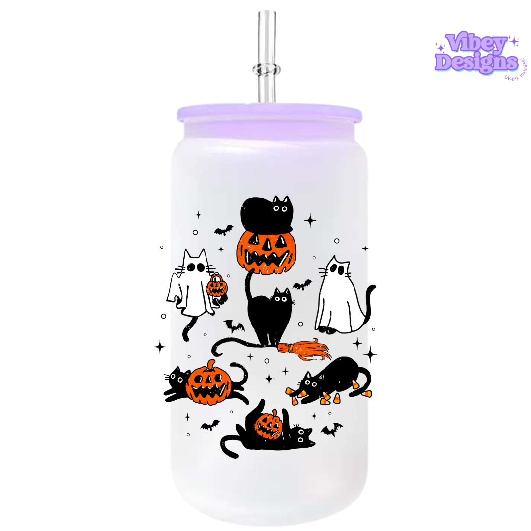 UV-DTF Transfer for Bottle, Glass, Mug, Diary - Halloween Kitties