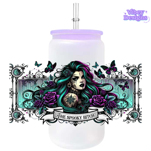 Uv Dtf Wrap For 16oz Libbey Glass - The Spooky Bitch