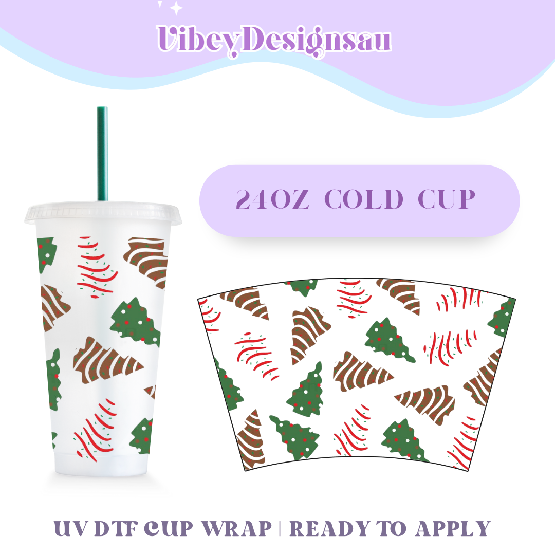 RTS 24oz Cold Cup Uv Dtf Wrap - Xmas Tree Cookies