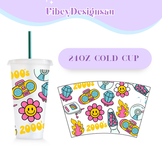 24oz Cold Cup Uv Dtf Wrap - 2000s baby