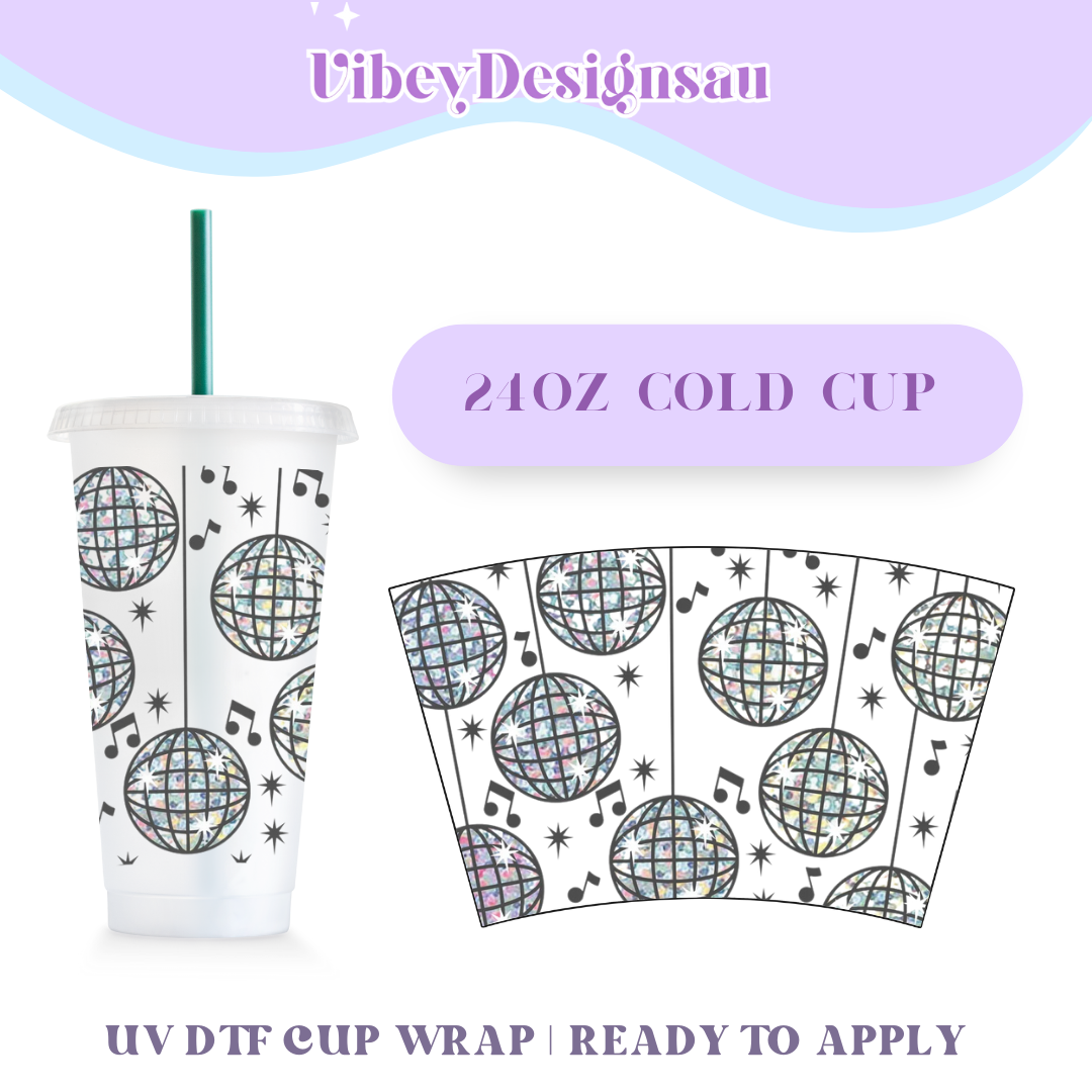 24oz Cold Cup Uv Dtf Wrap - Disco Vibes – VibeyDesigns Au