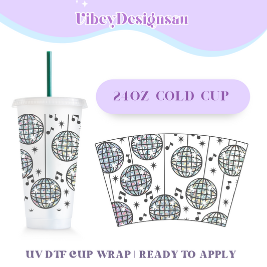 24oz Cold Cup Uv Dtf Wrap - Disco Vibes