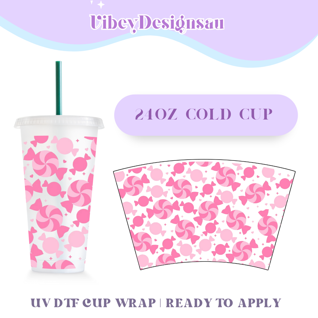 24oz Cold Cup Uv Dtf Wrap - Pink Candy – VibeyDesigns Au