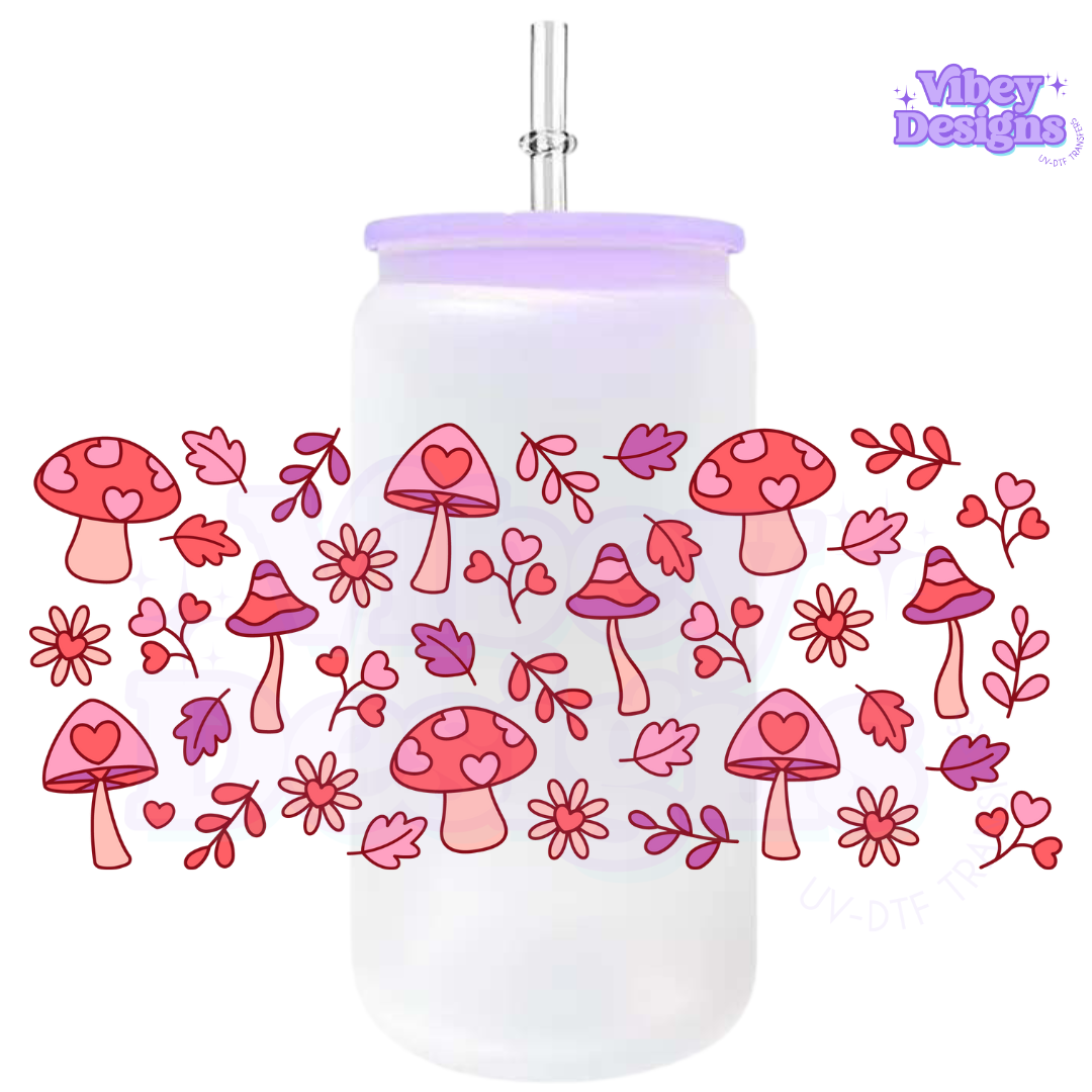 Uv Dtf Wrap For 16oz Libbey Glass - Lovely Mushrooms