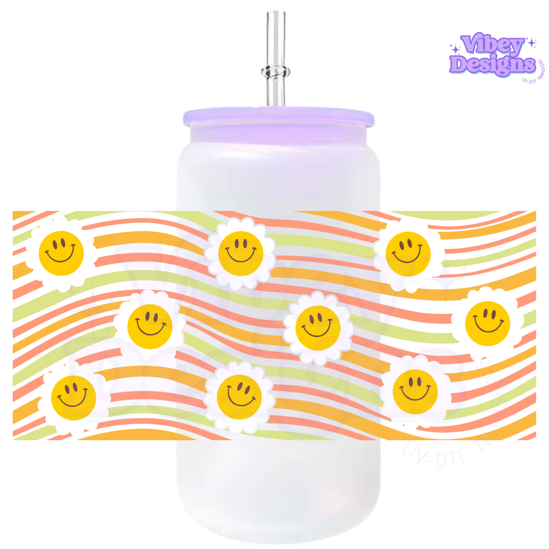 Uv Dtf Wrap For 16oz Libbey Glass - Retro Smileys