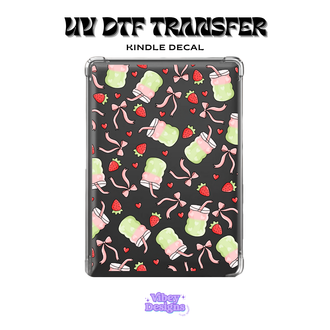UV DTF Kindle Decal - Strawberry Matcha