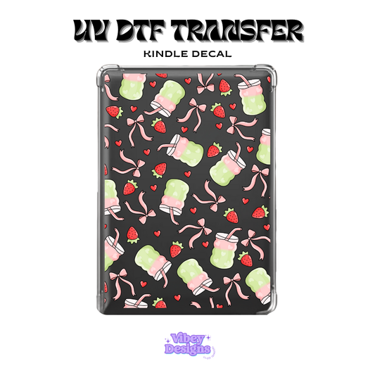 UV DTF Kindle Decal - Strawberry Matcha